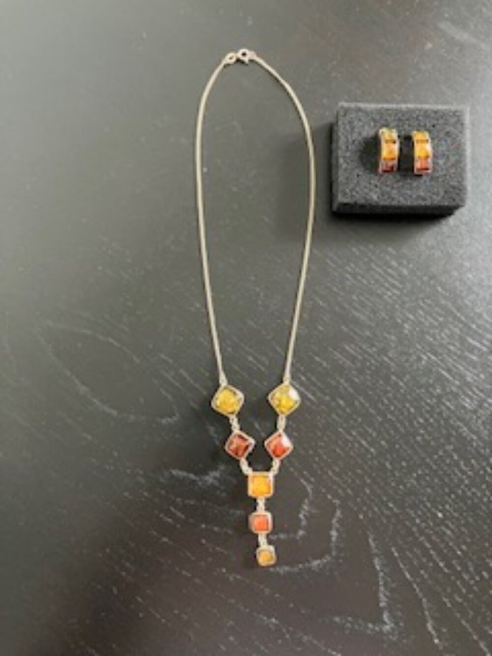 Amber Silver Necklace